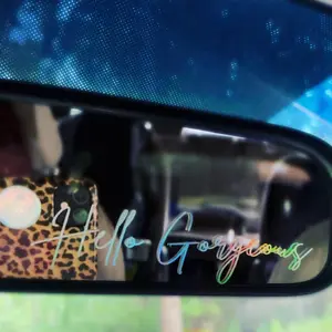 Hello Gorgeous Rearview/Vanity Mirror Decal - Holographic Vinyl