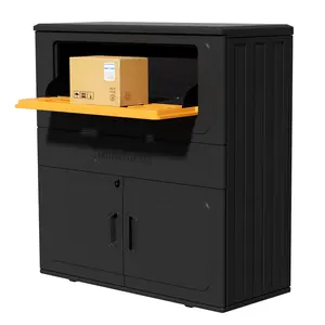 ADDOK Resin Drop Box for Packages Delivery Outdoor, 65 Gallon Anti-Theft Parcel Drop Boxes with Lockable Secure, 34.25” W x 15” D x 36.22”H, Black