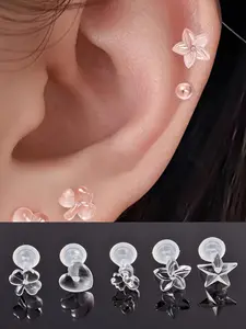 Women's Hypoallergenic Acrylic Ear Pins, Ear Studs, Clear Plastic Earrings with Resin Backs, Lightweight & Comfortable DIY Ear Accessories