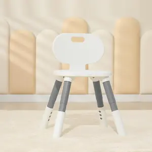 3 Level Height Adjustable Chair Plastic Preschooler Chair Durable Lightweight Chair Maximum Weight 130 lbs for Nursery, Classroom and Home (1 Pack Grey)