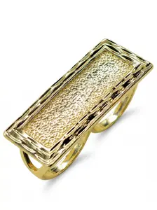14k Rectangular Textured Open Ring, Unisex Fashion Jewelry, Daily Commute, Party, Holiday Accessory, 1 Piece