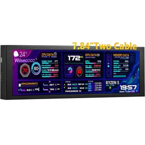 Wisecoco 7.84” Secondary Screen & Sensor Panel for Computer | FHD 1920x480 LCD Display | CPU Temperature Monitor with Casing | Aida64 & GPU Monitoring for PC Cases