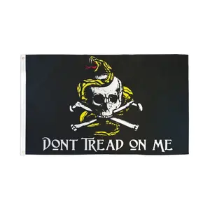 Don't Tread On Me Pirate Gadsden Banner, 3x5ft Polyester Flag with Dye-Subl Technology, Bold Colors Festive & Party Supplies Backdrop