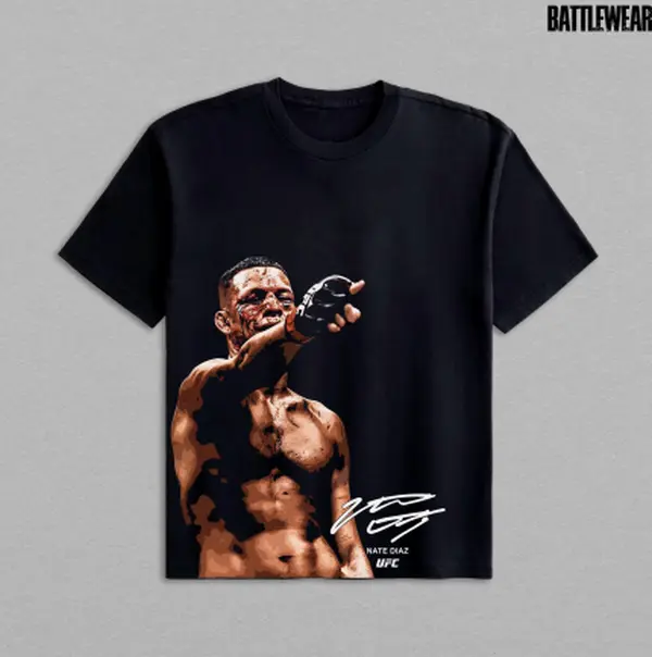 Nate Diaz Middle Finger Graphic White Tee UFC Fighter Vintage Streetwear T-Shirt