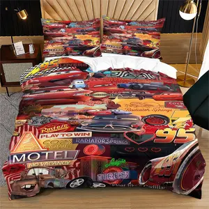 Cars Collage Decorative Duvet Cover Set, 2/3-Piece (1 Duvet Cover + 1-2 Pillowcases) – Ideal for Kids, Car Fans & Movie Lovers, Perfect for Bedrooms, Kids' Rooms & Themed Spaces