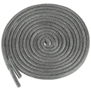INSPIRE CHIC 2 Pair Waxed Shoe Laces Round Solid Woven Shoelaces for Boots Men and Women 140cm/55.11" Dark Gray