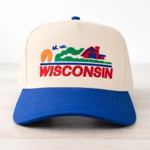 Retro Wisconsin Embroidered Hat, Vintage State Pride Baseball Cap, Midwest Style Adjustable Hat