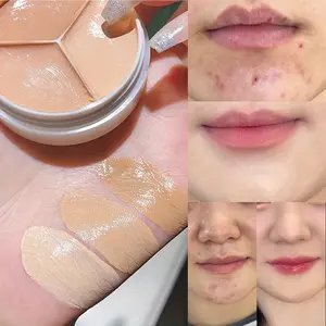Long-Lasting Creamy Matte Contour Triple Color Under Eye Concealer, Smooth Cream Texture, Covers Dark Circles, Redness, Uneven Skin Tone, Suitable for All Skins
