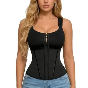 Waist Shapewear for Women with Bra Tummy Control Girdle Workout Shapewear Adjustable Shoulder Strap Hidden Zip Hooks Breathable Fabric 17 Adaptive Bones