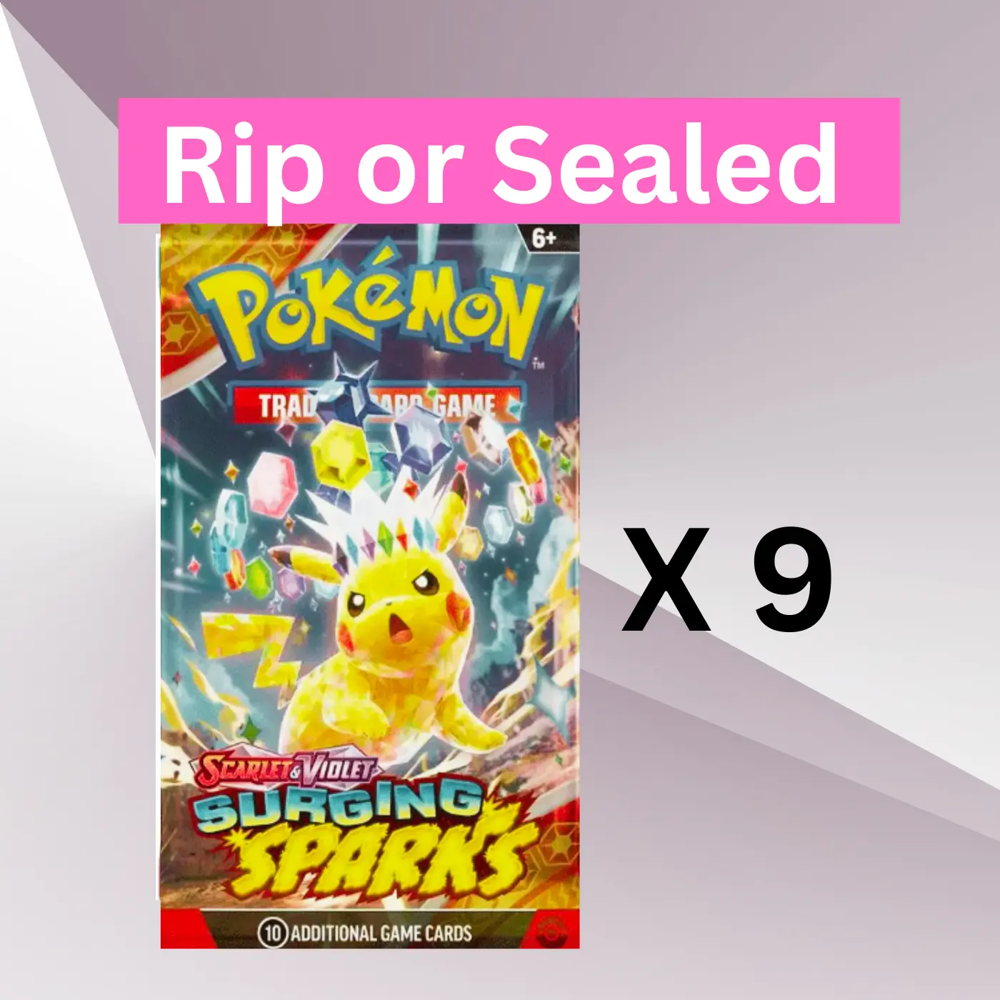 Pokmon Surging Sparks - 9 (Nine) Booster Packs NEW Factory Sealed TCG Cards (9) - TikTok Shop Pokmon Surging Sparks - 9 (Nine) Booster Packs NEW Factory Sealed TCG Cards (9) - TikTok Shop