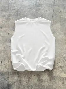 Letter Textured Sleeveless Muscle Gym T Shirts Crew Neck Tank Tops Workout Athletic Casual Shirts