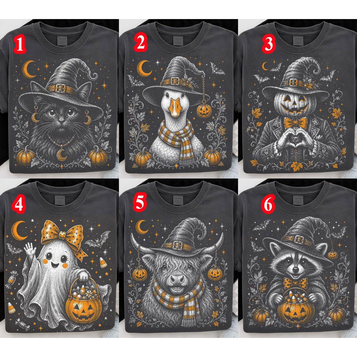 Retro Vintage Halloween Comfort Colors T Shirt, Preppy Spooky Season Graphic Tee, Trendy Fall Halloween Shirt, Cute Autumn Ghost Top, Gift For Halloween