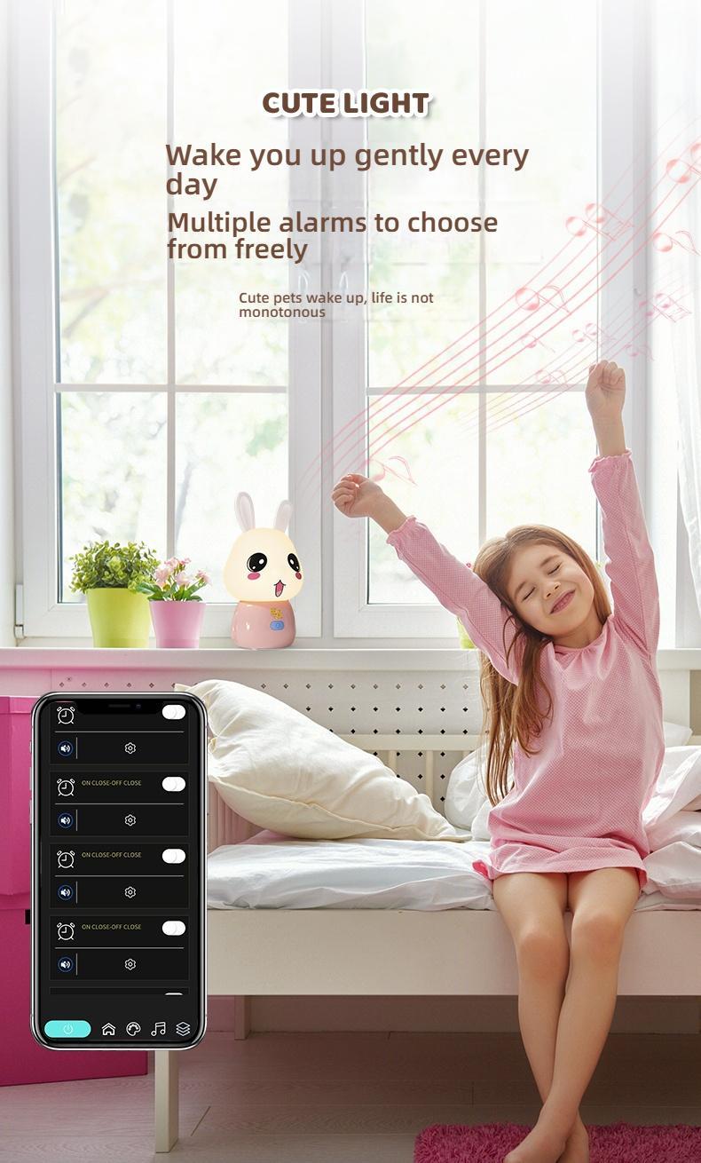 Cute Bluetooth Night Light with App Control - Stepless Dimming, Timer, Colorful Light, Bluetooth Music, Ideal for Sleep & Gift Giving, Perfect for Kids and Bedrooms