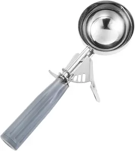 Portion Scoop - #8 (4 oz) - Disher, Large Cookie Scoop, Food Scoops, Muffin Scoops - Portion Control - 18/8 Stainless Steel, Grey Handle