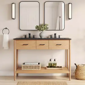 Zaire 48" Double Sink Bathroom Vanity in Natural Black