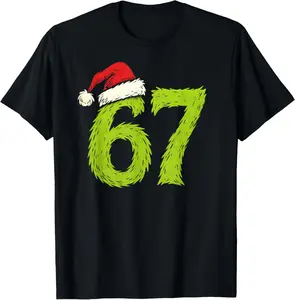 100% Cotton Fashion Garment Funny 67 Christmas Six Seven Meme 6 7 Women Man T-Shirt with Tropical Print Crew Neck Short Sleeves Casual Tee for Beach Vacations Summer Streetwear Crewneck Top Tshirts