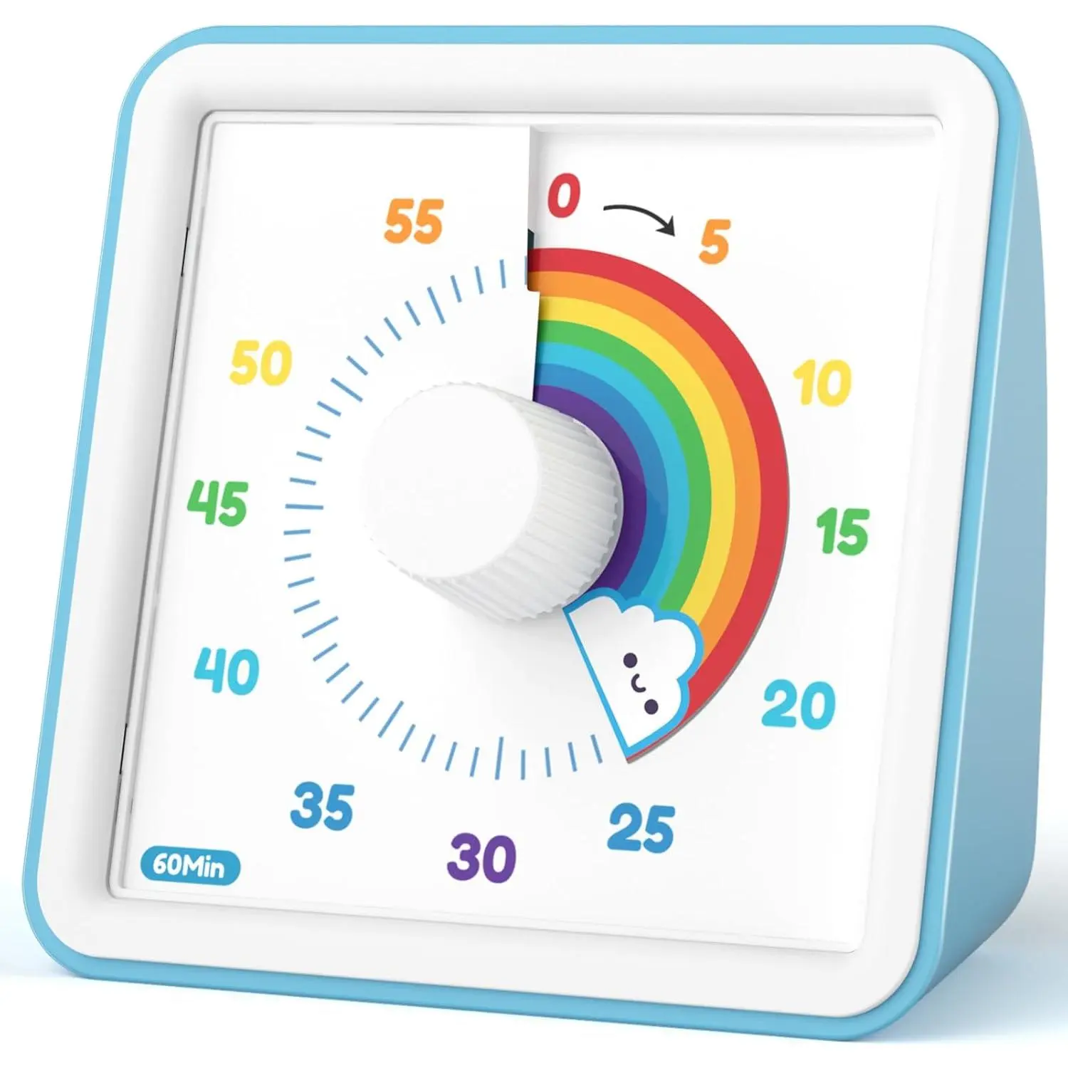 XY-TIM01 60 Minute Visual Timer for Kids, Visual Countdown Timer for Classroom Office Kitchen with 'Rainbow' Pattern Design, Pomodoro Timer with Silent Operation (Batteries Included)