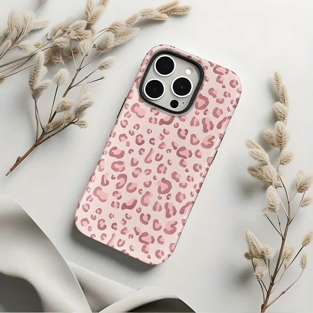 Pink Leopard Print 2-in-1 Phone Case for iPhone 16 Pro — Drop-Resistant Protective Cover for iPhone 17