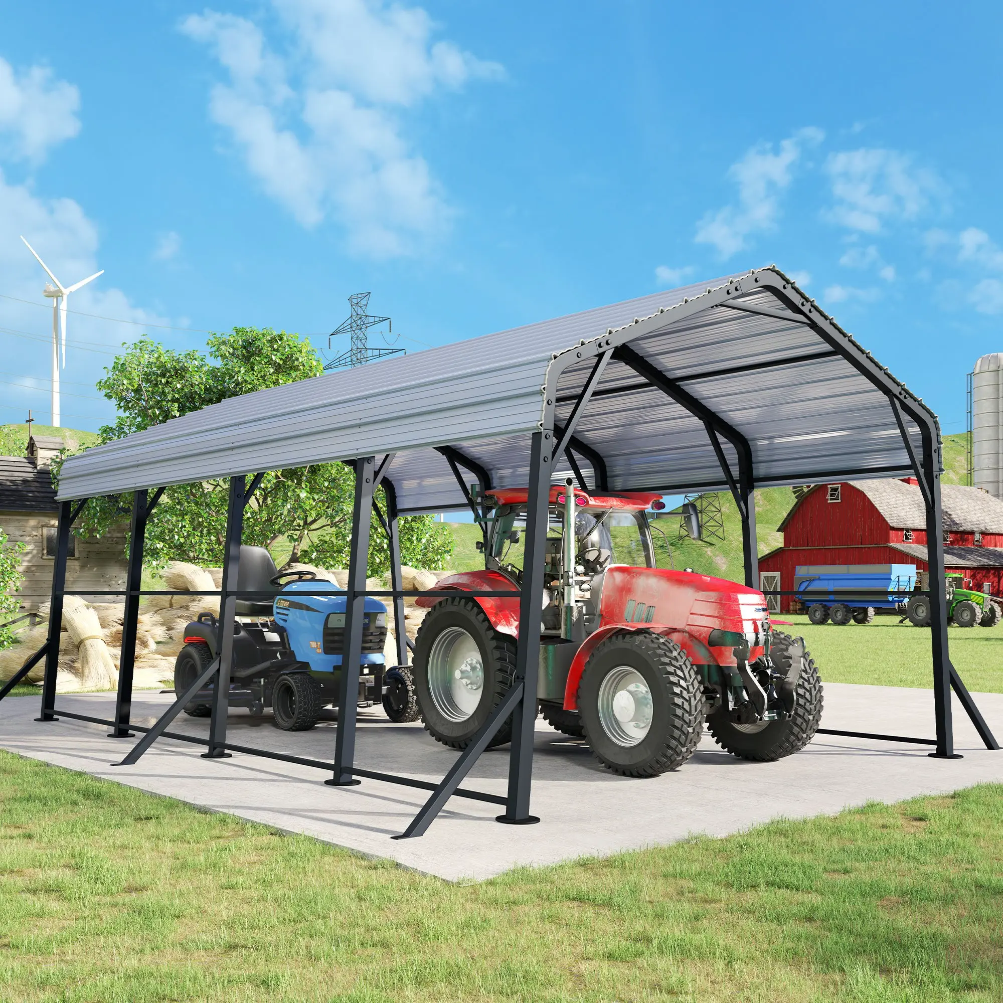 PAPAJET 12x20x10.5ft Metal Carport with Removable Waterproof Sidewalls, Heavy Duty Outdoor Shelter with Upgraded Steel Reinforcements for All-Weather, car Canopy for Car, Boat, Equipment Storage