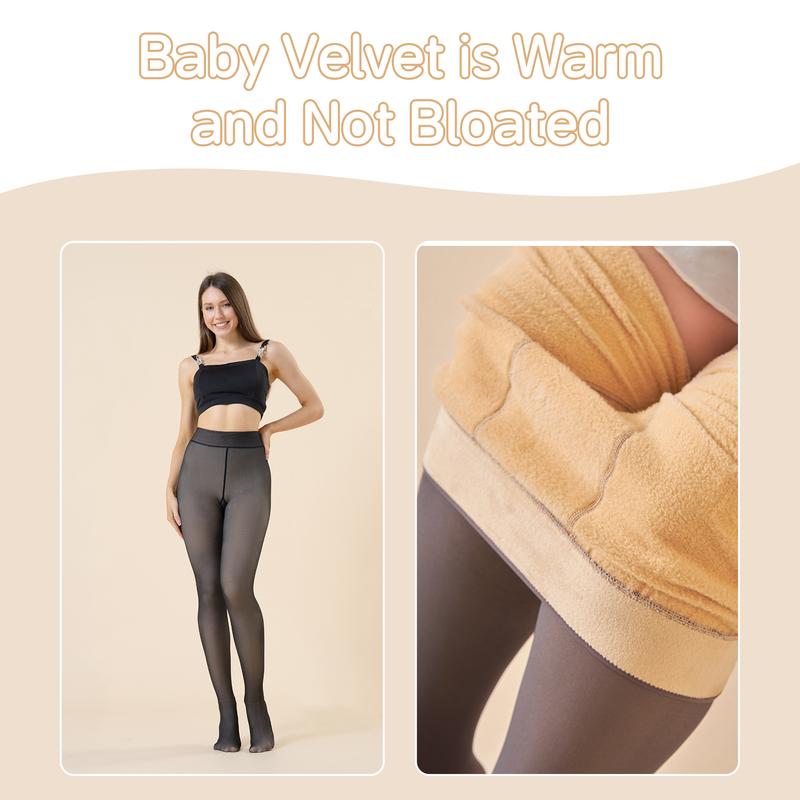 Fleece-Lined Sheer Tights for Women – Warm Winter Leggings Pantyhose with a Translucent Look