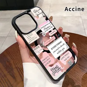 Inspiring Affirmation Collage Pattern Magnetic Phone Case for iPhone 17 Pro Max 16 Plus 15 14 13 12 11 Air E  Anti-Yellowing Shockproof Lightweight Transparent Acrylic Soft Cover Supports Wireless Charging.