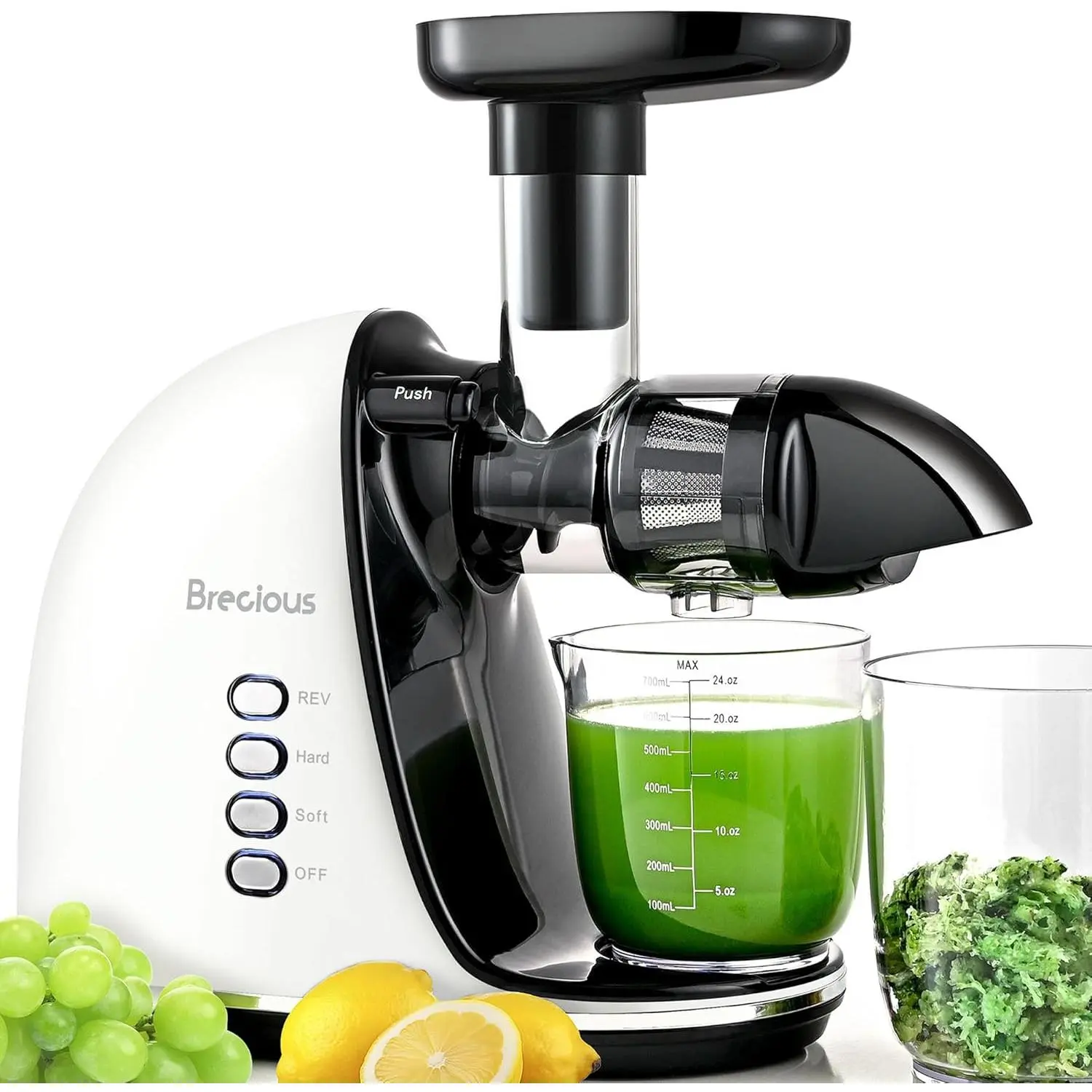 Slow Masticating Juicer,Cold Press Juicers with 2 Speed Modes & Quiet Motor,Juicers Machines Vegetable and Fruit with Reverse Function,Celery Juicer,BPA-Free,Easy to Clean (White)