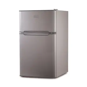 BLACK+DECKER 3.1 Cu. Ft. Compact Two Door Refrigerator with Freezer, ENERGY STAR Certified Mini Fridge, 0.9 Cu. Ft. Freezer, Interior Light, R600a Refrigerant, BCRDK32V, VCM Stainless Look