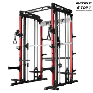 RITFIT Upgrade M1 Pro 2.0 Adjustable Smith Machine - Workout Machines for Home, Power Cage Home Gym, Multifunctional Squat Rack with Powerful Storage for Strength Training