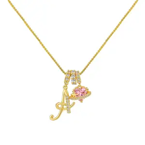 Initial Letter Art Design Necklace Custom Name Necklace with Dainty CZ Pave Personalized Initial Pendant Jewelry Trendy Minimalist Gift for Women Girls Birthday Anniversary Present