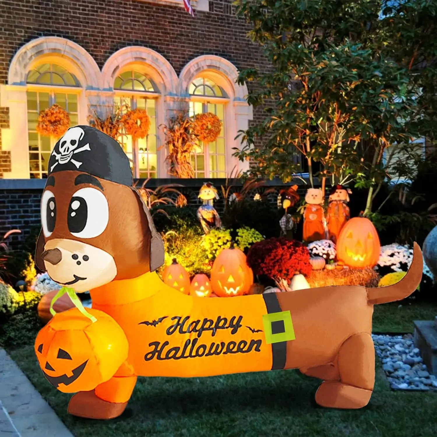 Gardwin 5FT Wide Halloween Inflatable Puppy Outdoor Decor, LED-Lit Blow-Up Holiday Ornament for Home Yd Garden Lawn