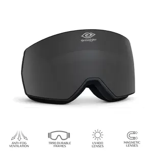 Double Black Magnetized Snow Goggles UV400 Polarized Anti-Fog TR90 Durable Frames Interchangeable Lenses for Pro-Level Performance