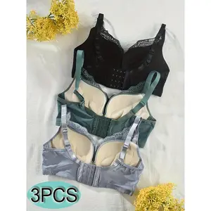 3PCS Small Bust Gathered Wireless Bra Sexy Comfortable Underwear Suitable for A&B Cup Small Bust Women