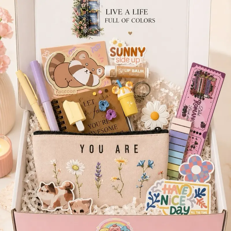 Mini Mood Treasure Box - Curated Office Stationery Bundle for Office Stationery Lovers, Including Art Stickers, Creative Journaling Supplies & Aesthetic Prayer Journal Magic Writing Tools