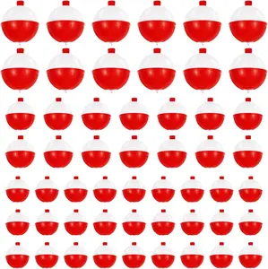 100 Pieces Fishing Floats, Hard ABS Fishing Bobbers, Red and White Bobbers, Round Buoy Floats with Button for Tackle Accessories (Size: 0.75/1/1.5 Inch)