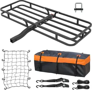 Hitch Cargo Carrier Basket for SUV, Truck - 53x19 Inches, 500LB Capacity, Waterproof, Net Strap, Tightener, Alloy Steel, Easy Installation