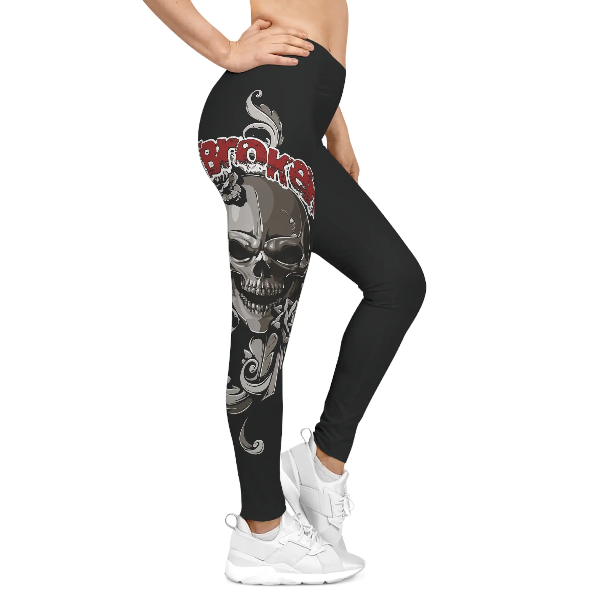 Broken Skull Roses Leggings