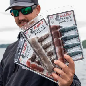 Rabid Baits Punch Craw 4 Per Pack Lifelike Crayfish Lures for Largemouth Bass Fishing Streamlined Body Fur Enhanced Claws Soft Resilient Plastic