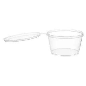 EcoQuality 2 Oz Leak Proof Plastic Condiment Souffle Containers with Attached Lids - Portion Cup with Hinged Lid Perfect For Sauces, Samples, Slime, Jello Shot, Food Storage & More! (250)