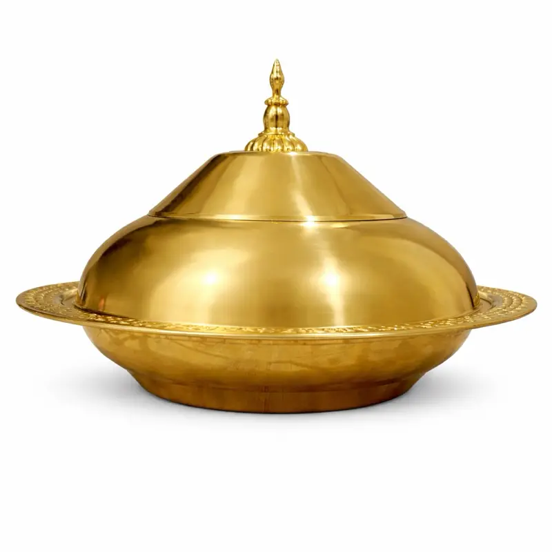 Luxury Metal Serving Dish with Domed Lid – 40 cm (Gold)