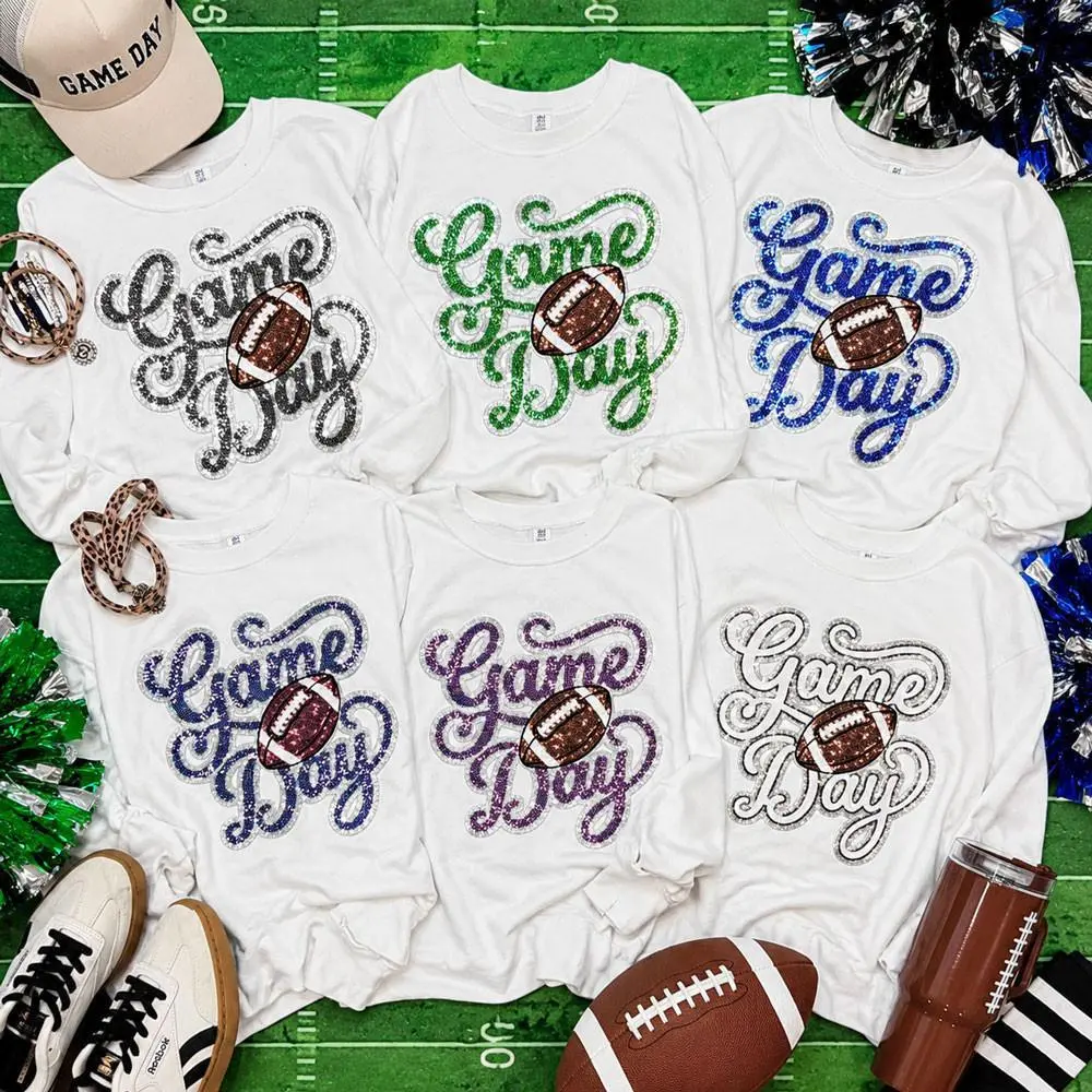 Game Day Sequin Patch With Football