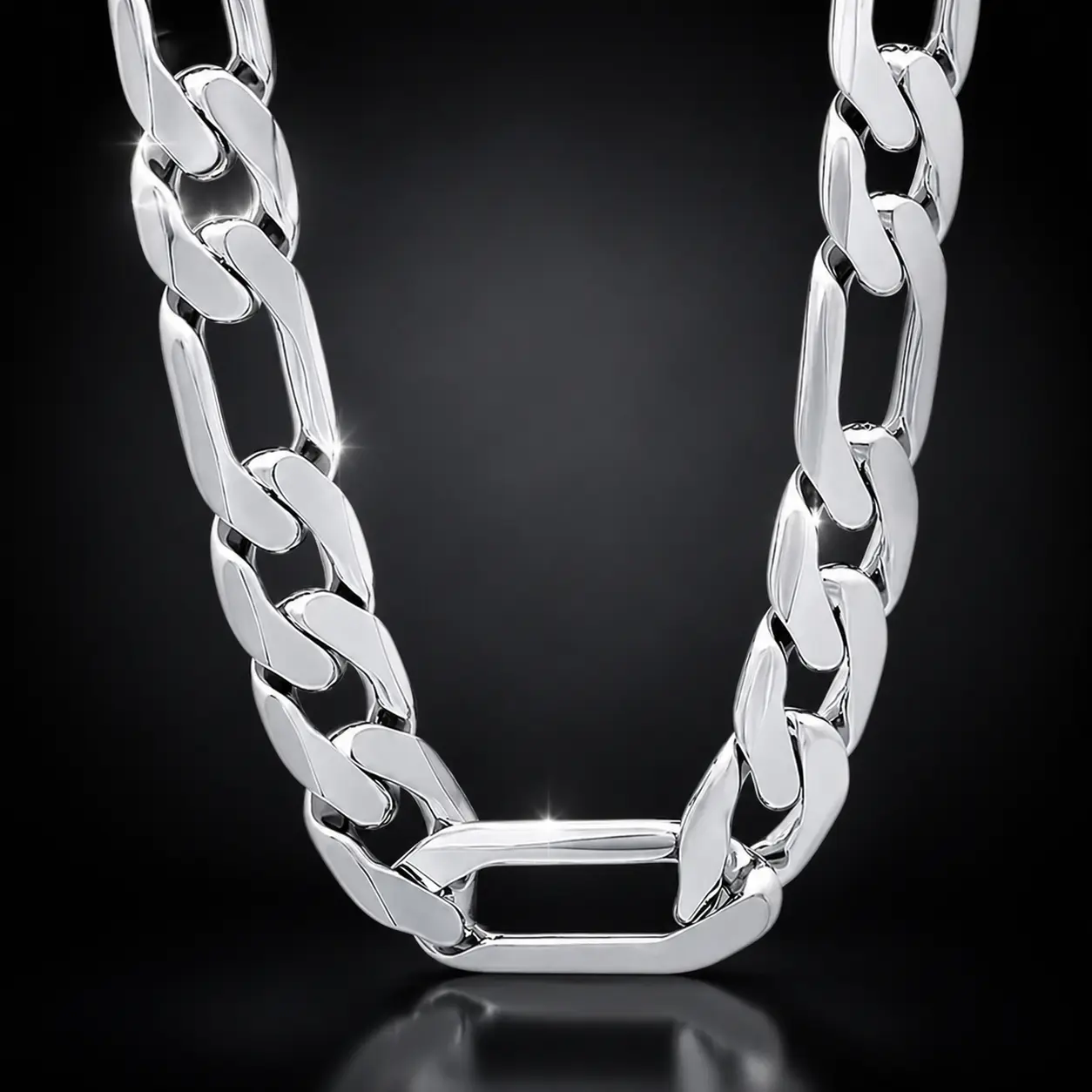 Men’s 12mm 925 Silver-Plated Italian Figaro Link Necklace, 18-30 In High Polish, Shiny Streetwear Costume Jewelry (Silver-Plated, Figaro Link, Shiny Chain Necklaces), Silver-Plated Necklaces