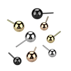 20G/18G/16G Ball Top Threadless Flat Back Studs • Push Pin Labret • Flat Back Earring • Tragus Stud • Flat Back Nose Stud • Helix Stud • Cartilage Stud • Threadless Nose Stud • Ball Stud • Implant Grade Titanium • Silver Flat Black Stud