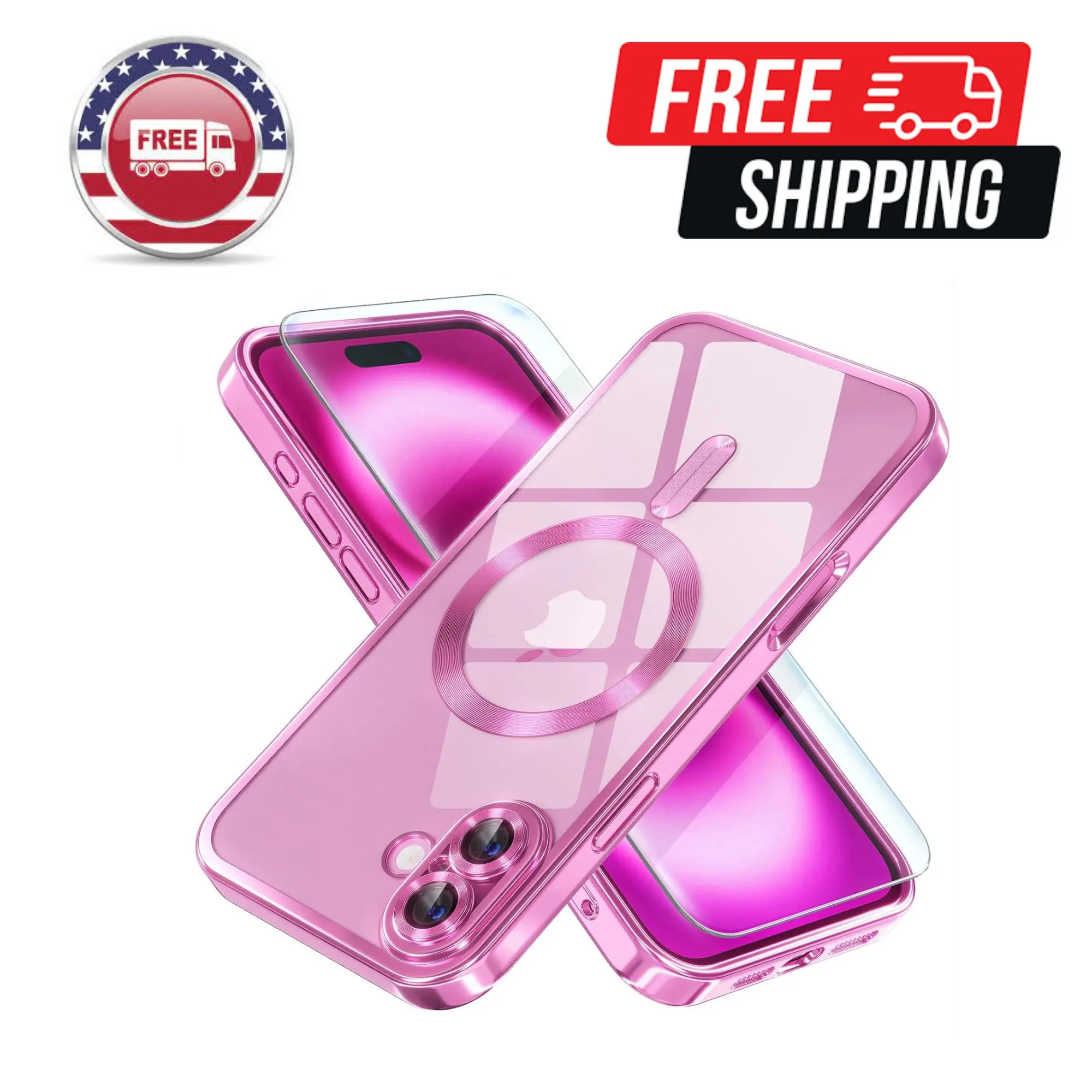 Magnetic for iPhone 16 Case Compatible with MagSafe Pink