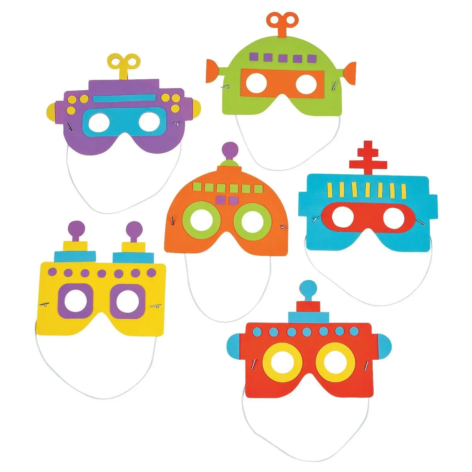 DIY Art Robot Mask Pre-Packaged Craft Kit - 12 Pieces, 1 Kit, Self-Adhesive Party Favor Cosplay Gear for Birthday Celebrations