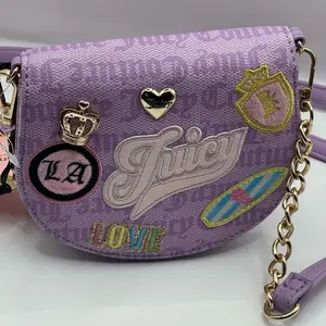 Juicy Couture Run The World Mini Rounded Flap Bifold Wallet Bag W/Chain Lavender