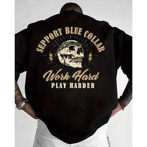 Support Blue Collar T-Shirt, Work Hard Play Harder Shirt, Blue Collar Worker Graphic Tee, Mechanic Welder Biker Shirt