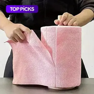 Microfiber Cleaning Cloth Roll, 50PK, Tear Away Reusable Paper Towels Pink, Commercial Shop Rags, Microfiber Towels for Cars, Lint Free Cleaning Rags for House, Kitchen, Garage Shop, 11.5"×11.5"