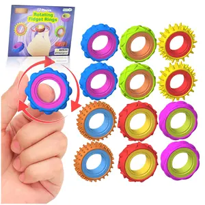 Sensory Activity Toy Rings, 12 Finger Rotation Rings, Stress Relief for Autism Kids, Fun Classroom Rewards, Filler Use