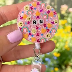 Cute Smiley Flower Badge Reel