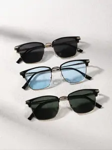 Men's Fashionable Half Frame Sunglasses, Trendy Casual Sunglasses for Everyday Use, Fashion Accessories for Outdoor Activities, Trendy Beach Eyewear, Trendy Shades, Modern Trendy Sunglasses